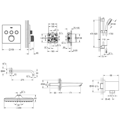 Душова система прихованого монтажу з термостатом Grohe QuickFix Grohtherm SmartControl&Vitalio Start 250 Cube UA202801C3