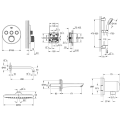 Душова система прихованого монтажу з термостатом Grohe QuickFix Grohtherm SmartControl&Vitalio Start 250 Round UA202801R3