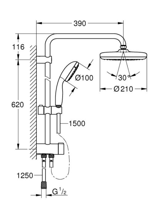 Душова система із перемикачем Grohe Vitalio Start Shower System 26382001