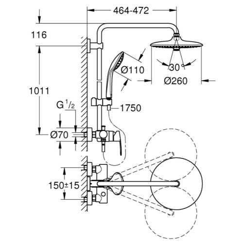 Душова система зі змішувачем для душа Grohe QuickFix Vitalio Joy Shower System 27684001