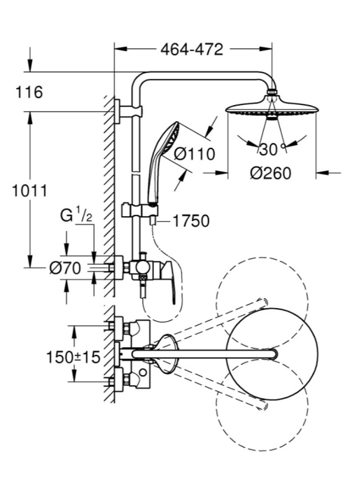 Душова система зі змішувачем для душа Grohe QuickFix Vitalio Joy Shower System 27684001