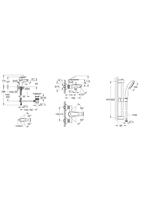 Комплект змішувачів  чорного кольору для ванної кімнати Hansgrohe Vernis Blend  71551111