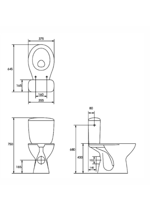 Унітаз-компакт Cersanit President 010 з кришкою, K100-416