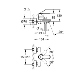 Комплект змішувачів для ванної кімнати Grohe QuickFix Get UA202702MQ