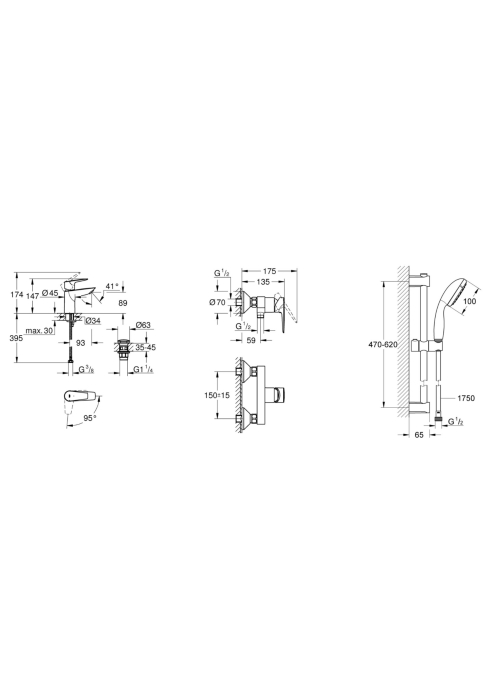 Комплект смесителей для душа Grohe QuickFix Start Edge ColdStart UA202502SE