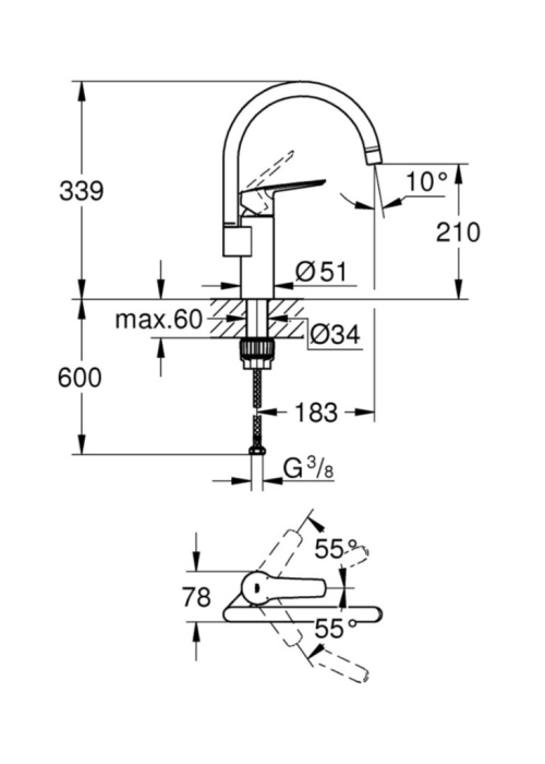 Змішувач для кухні Grohe QuickFix Start 30469000