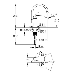 Змішувач для кухні Grohe EUROSMART NEW 33202003