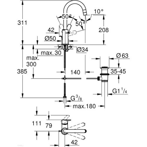 Змішувач для раковини L-розміру Grohe QuickFix Start 24203002