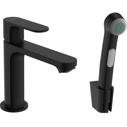 Смеситель Hansgrohe Rebris S 110 для умывальника с гигиенической лейкой. Matt Black 72215670