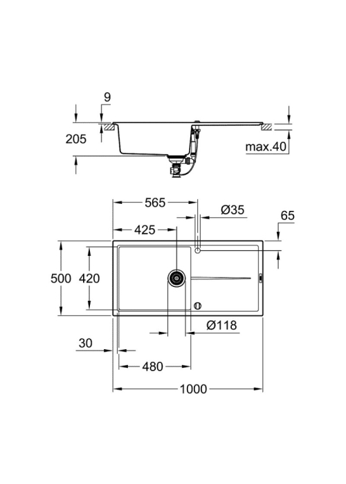 Кухонна мийка Grohe EX Sink K400 31641AP0