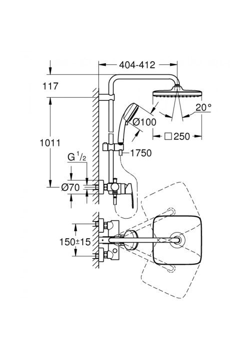 Душова система із змішувачем Grohe Tempesta Cosmopolitan System 250 26692000