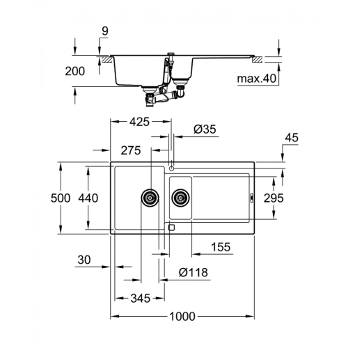 Мийка для кухні Grohe EX Sink K500 31646AP0