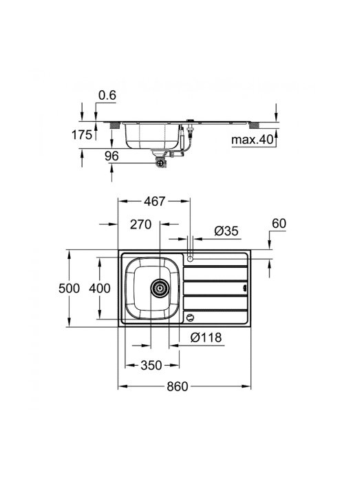 Мойка из нержавеющей стали Grohe Sink K200 31552SD1