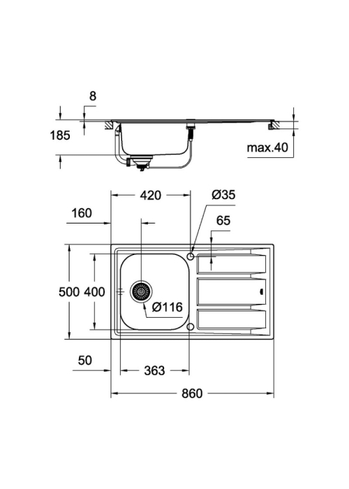 Кухонна мийка Grohe EX Sink K400 31566SD0