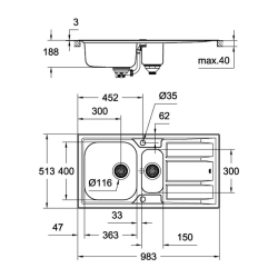 Кухонна мийка Grohe EX Sink K400+ 31569SD0