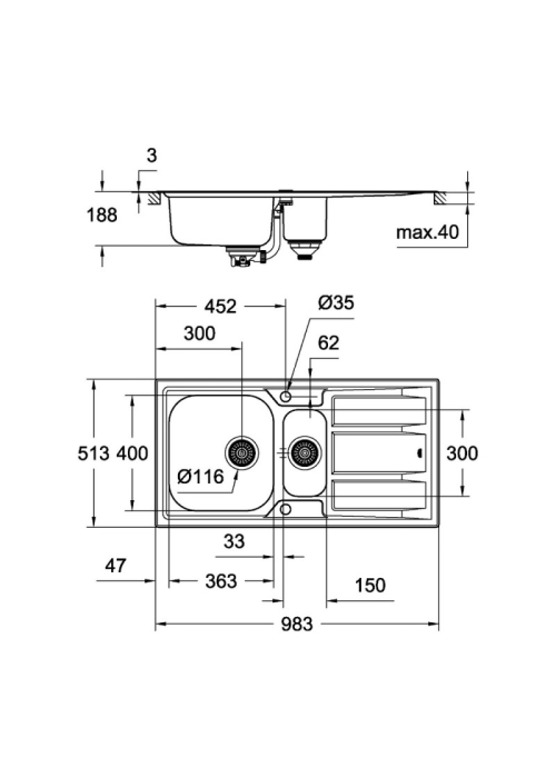 Кухонная мойка Grohe EX Sink K400+ 31569SD0 