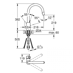 Смеситель для мойки с выдвижной лейкой Grohe Eurosmart Cosmopolitan, 31481000