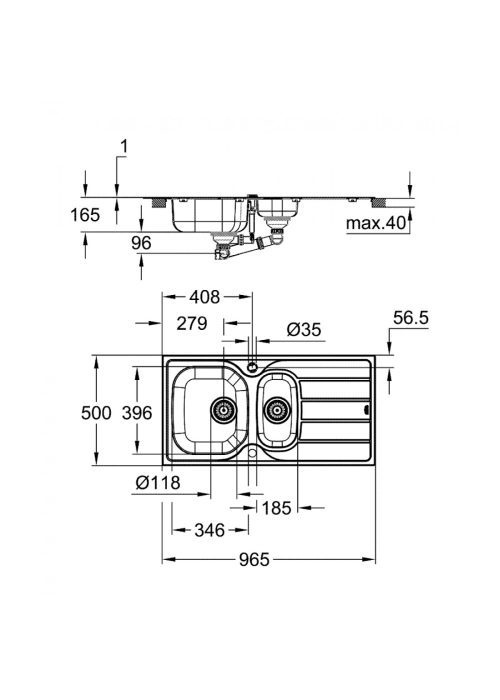 Мийка з нержавіючої сталі Grohe Sink K200 31564SD1