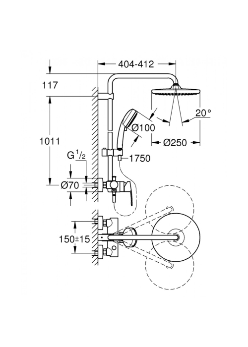 Душова система із змішувачем Grohe Tempesta Cosmopolitan System 250 26673000