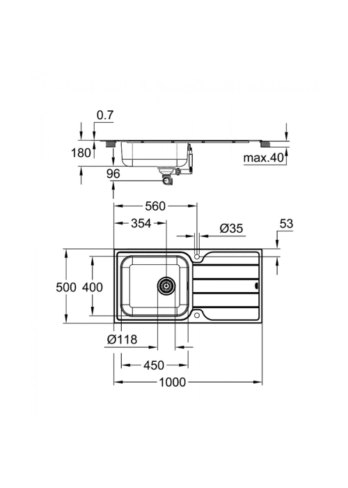 Мойка из нержавеющей стали Grohe K500 31563SD1