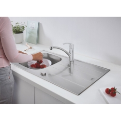 Мийка з нержавіючої сталі Grohe + Одноважільний змішувач для кухні Eurosmart 31565SD1