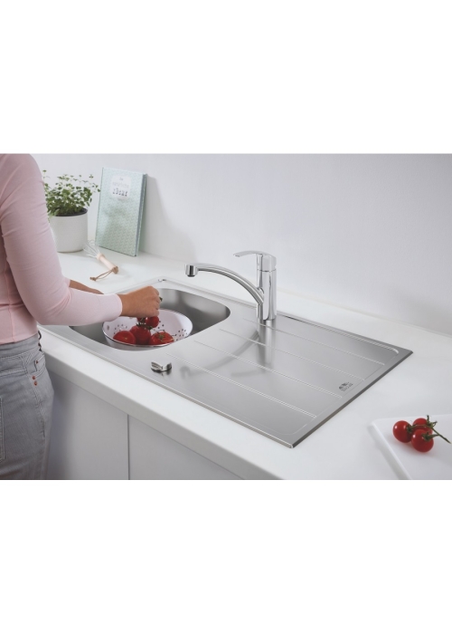 Мийка з нержавіючої сталі Grohe + Одноважільний змішувач для кухні Eurosmart 31565SD1