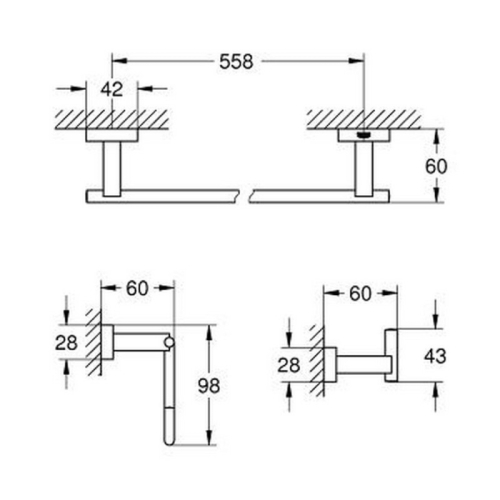 Набір аксесуарів Guest 3 в 1 Grohe Essentials Cube 40777001