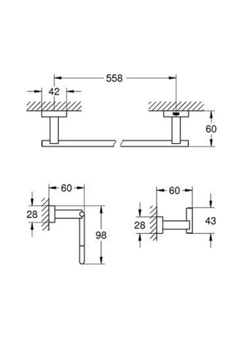 Набір аксесуарів Guest 3 в 1 Grohe Essentials Cube 40777001