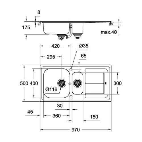 Кухонная мойка Grohe EX Sink K300 31564SD0