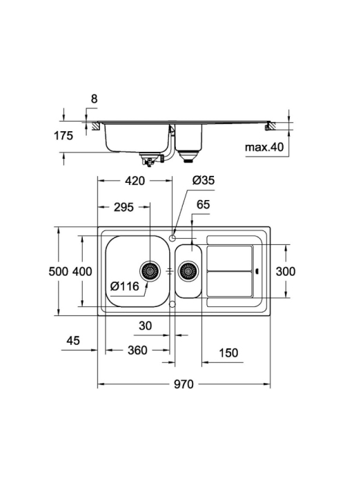 Кухонная мойка Grohe EX Sink K300 31564SD0