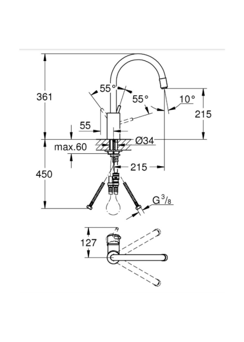 Кухонная мойка Grohe EX Sink K400 + смеситель Concetto (31570SD0)