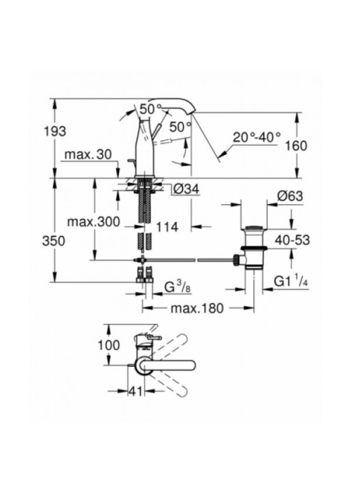 Змішувач для раковини Grohe ESSENCE NEW M-Size 23462A01