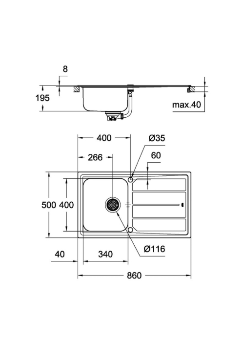 Кухонная мойка Grohe EX Sink K500 31571SD0