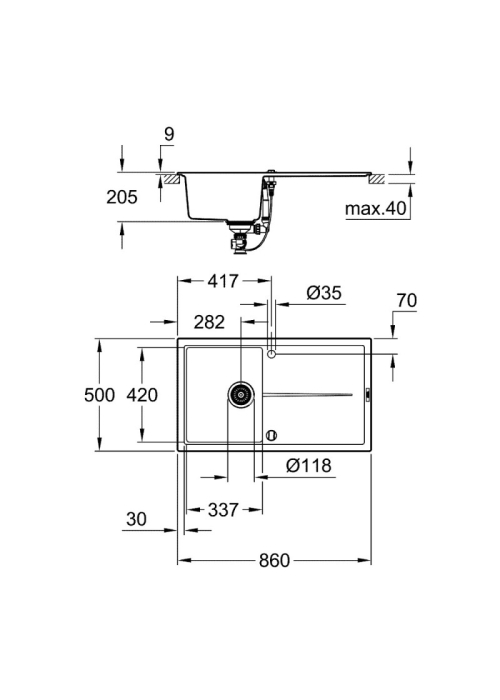 Кухонная мойка Grohe EX Sink K400 31640AT0