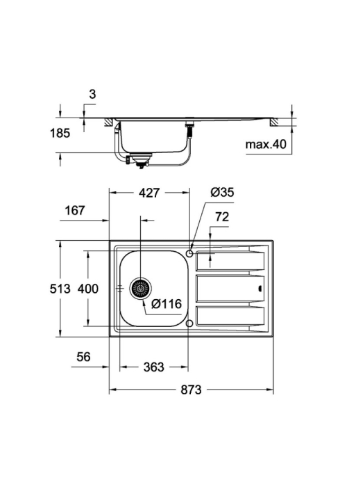 Кухонная мойка Grohe EX Sink K400+ 31568SD0