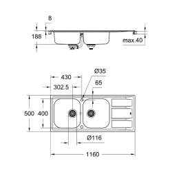 Кухонная мойка Grohe EX Sink K400 31587SD0