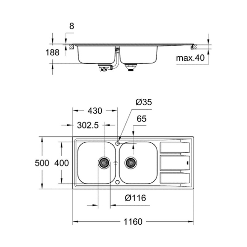 Кухонна мийка Grohe EX Sink K400 31587SD0