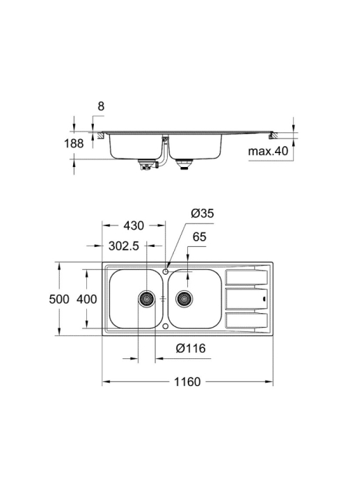 Кухонна мийка Grohe EX Sink K400 31587SD0