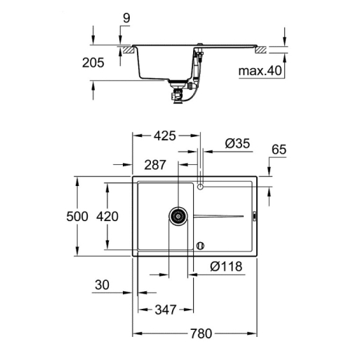 Кухонна мийка Grohe EX Sink K400 31639AP0