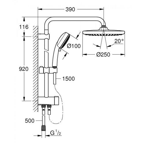 Душова система Grohe Tempesta Cosmopolitan System 250 26675000 Flex