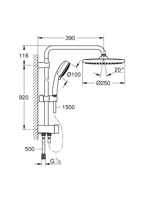 Душова система Grohe Tempesta Cosmopolitan System 250 26675000 Flex