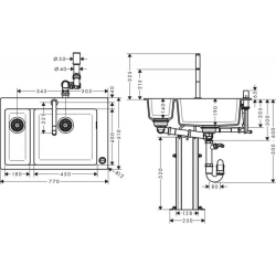 Кухонний комплект мийка із змішувачем Hansgrohe C51-F635-09, хром 43220000