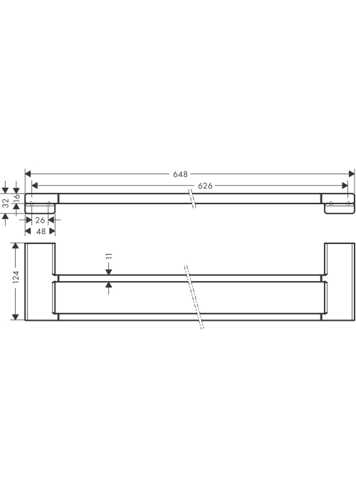 Подвійний тримач для банних рушників Hansgrohe AddStoris 41743990