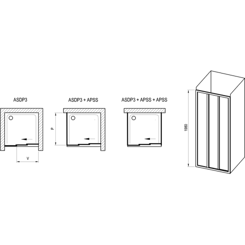 Душові двері Ravak Supernova ASDP3-90 198 Чорний TRANSPARENT 00V703R2Z1