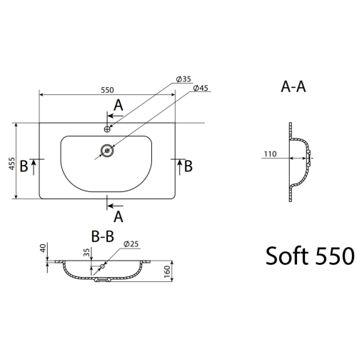 Умивальник Radaway Soft 55 (U124055-02-01)