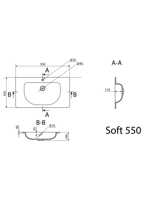 Умывальник Radaway Soft 55 (U124055-02-01)