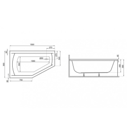 Ванна акрилова Polimat SELENA 150x90 ліва 00386