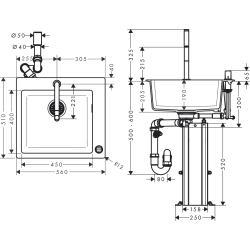 Кухонный комплект мойка со смесителем Hansgrohe C51-F450-06, хром 43217000