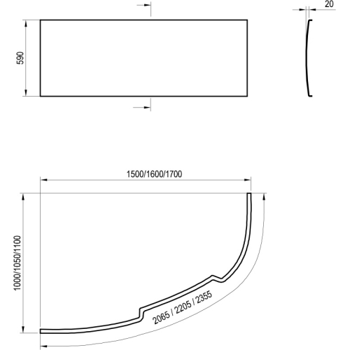 Панель для ванни Ravak ASYMMETRIC 160 L з кріпленням CZ46100000