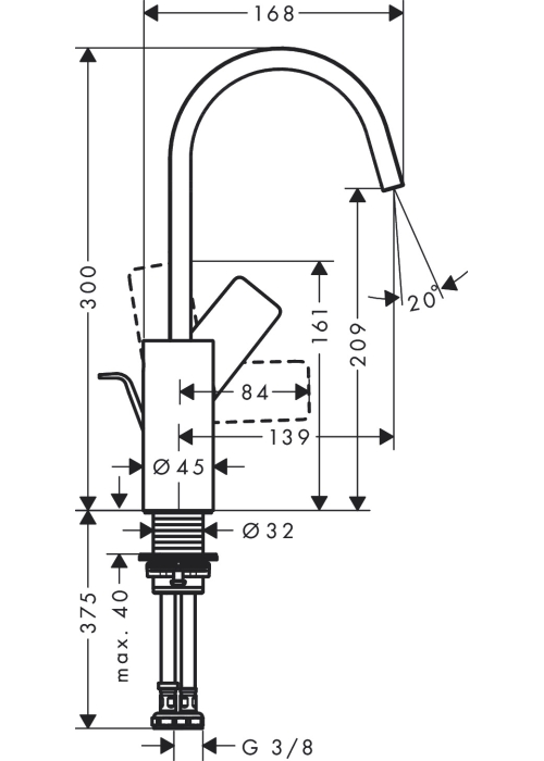 Смеситель Hansgrohe Vivenis для раковины, черный матовый 75030670